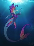 anthro blue_mermare female mermaid_tail mermare outline pose sea smile solo split_form water sunny_way friendship_is_magic hasbro my_little_pony equid equine fish horse mammal marine merfolk pony 2022 comic digital_media_(artwork) hi_res pinup