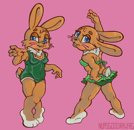 anthro clothing crossgender female intersex intersex/female solo swimwear nupogodidrawfag soyuzmultfilm well_just_you_wait! zayats_(wjyw) hare lagomorph leporid mammal rabbit hi_res