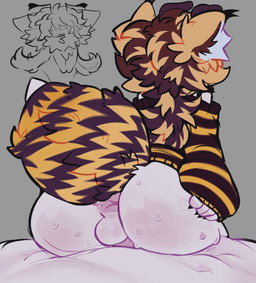 anthro anus balls big_butt bodily_fluids butt clothing fur genitals hand_on_butt huge_butt male nude penis presenting presenting_anus presenting_hindquarters simple_background solo spread_butt spreading tail pawfullybunny_(artist) digital_drawing_(artwork) digital_media_(artwork) hi_res sketch