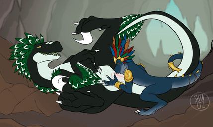 accessory animal_genitalia anthro anthro_on_feral anthro_penetrated armor bestiality black_body bodily_fluids bracelet cave claws cum cum_in_mouth cum_inside cum_on_ground deep_throat duo erection eyes_closed feathers feral feral_penetrating feral_penetrating_anthro furgonomics genital_fluids genital_slit genitals gold_(metal) green_body green_feathers green_penis hand_on_knot jewelry knot knotted_penis licking looking_pleasured lying male male/male male_on_anthro male_on_feral male_penetrated male_penetrating male_penetrating_male markings on_back on_ground open_mouth oral oral_penetration orgasm orgasm_face outside pauldron penetration penile penis penis_in_mouth penis_lick plant rubbing_penis sex slit_licking slit_play tail tail_accessory tail_jewelry throbbing throbbing_penis thrusting toe_claws tongue tongue_out tree tribal tribal_markings white_body yellow_eyes shtoltz warhammer_(franchise) warhammer_fantasy alen'ko sage_(very_confused_dragon) dinosaur dromaeosaurid lizard lizardman lizardman_(warhammer) prehistoric_species reptile saurischian scalie skink skink_(warhammer_fantasy) theropod 2d_animation animated hi_res huge_filesize long_playtime motion_tweening no_sound video