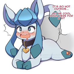 ambiguous_gender ambiguous_human bestiality blue_body blush bodily_fluids collar_tag dialogue dripping drooling duo face_in_ass faceless_ambiguous faceless_character faceless_human feet female female_feral female_focus feral feral_focus front_view good_girl heart_collar_tag heart_pupils heart_symbol hindpaw human_on_feral interspecies looking_pleasured open_mouth paws quadruped saliva saliva_drip simple_background solo_focus text text_on_collar_tag three-quarter_view white_background seviyummy nintendo pokemon canid canine eeveelution generation_4_pokemon glaceon human mammal pokemon_(species) 1:1 2026 digital_drawing_(artwork) digital_media_(artwork) english_text hi_res