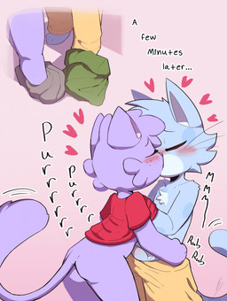affectionate anthro blush bottomless bottomless_to_mostly_nude boyfriend/girlfriend breasts butt caring clothed clothed_to_bottomless clothed_to_mostly_nude clothed_to_topless clothing cuddling daww duo female freckled_face freckles genitals hand_on_breast happy heart_symbol holidays imminent_sex intimate kissing love male male/female penis purring romantic romantic_ambiance romantic_couple tenderness topless undressing whiskers wolfa_nsfw valentine's_day lucy_(eggnaug) marshall_(eggnaug) domestic_cat felid feline felis mammal 2026 comic digital_drawing_(artwork) digital_media_(artwork) hi_res