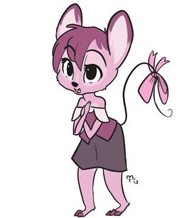 accessory anthro biped bottomwear bow_(feature) bow_accessory bow_ribbon clothing crossed_arms ear_markings eyebrows facial_markings female fur furgonomics hair head_markings line_tail markings multicolored_body multicolored_fur open_mouth pink_body pink_fur raised_eyebrows ribbons short_hair simple_background skirt solo standing tail tail_accessory tail_bow tail_ribbon teeth thin_tail two_tone_body two_tone_fur white_background mt mammal mouse murid murine rodent 2013 5:6 digital_media_(artwork) signature