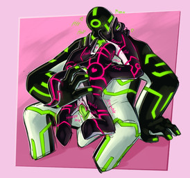 1_eye black_body blush blush_lines bodily_fluids breath circuit_markings countershading dripping_vulva duo featureless_feet feet female from_front_position genital_fluids genitals glowing glowing_genitalia glowing_markings glowing_penis green_markings green_penis heart_symbol holding_partner holding_tail long_tail looking_pleasured lying male male/female markings not_furry on_back overweight panting penis pink_background pink_markings pink_vulva reverse_missionary_position sex shaking short_tail simple_background sitting size_difference stretched_vagina tail tapering_tail text trembling vulva white_body white_countershading lumen_fox ben_10 cartoon_network aether_(strawberryoverlord) spark_(strawberryoverlord) alien galvanic_mechamorph absurd_res english_text hi_res