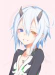 blue_hair blush breasts clothed clothing female hair heterochromia horn looking_at_viewer not_furry smile solo teeth mkb_56 phantasy_star phantasy_star_online_2 sega io_(phantasy_star) io_(pso2) deuman humanoid hi_res