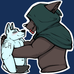 anthro biped blush bodily_fluids bulge cloak cloak_only clothed clothing duo erection erection_under_clothing genital_fluids leaking_precum male male/male male_anthro pinned pinned_to_wall precum underwear underwear_only dungeonhound mythology ych_(character) canid canine mammal mythological_canine mythological_creature werecanid werecanine werecreature 1:1 alpha_channel
