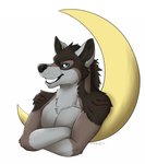 anthro blue_eyes crescent_moon male moon scar smile solo kraven-gothly mythology rakan canid canine canis mammal mythological_canine mythological_creature werecanid werecanine werecreature werewolf wolf 2020 digital_media_(artwork)