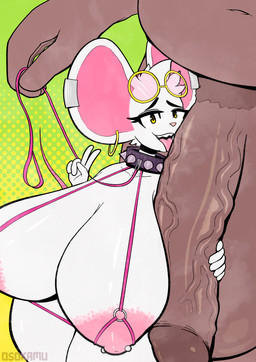 anthro areola balls belly big_areola big_balls big_breasts big_ears big_nipples big_penis breasts brown_body brown_fur clothing collar duo ear_piercing ear_ring eyewear faceless_character faceless_male female fur genitals gesture glasses hair hand_gesture holding_leash holding_object hoop_ear_ring huge_balls huge_breasts huge_penis hugging_penis ineffective_clothing larger_male leash licking looking_at_viewer male male/female navel nipple_dip nipple_piercing nipples nude oral penile penis penis_lick piercing pink_nose pubes ring_piercing round_glasses sex sharp_teeth short_hair short_stack size_difference smaller_female smile solo_focus spiked_collar spikes standing tail teeth thick_thighs tongue v_sign vein veiny_penis white_body white_fur wide_hips yellow_eyes osokamu mammal mouse murid murine rodent 2025 digital_drawing_(artwork) digital_media_(artwork) hi_res