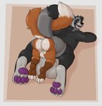 anal anal_vore anthro anthro_pred anthro_prey anus balls big_balls black_body black_clothing black_fur black_topwear bottomless clothed clothing duo fur genitals grey_balls grey_body grey_fur hair head_tuft huge_balls looking_back lying male male_pred male_prey on_front open_mouth open_smile orange_body orange_fur pawpads purple_anus purple_eyes purple_pawpads simple_background smile topwear tuft vore white_balls white_body white_fur white_hair rokie38 fill_(furryratchet) james_(verne_nicolaio) canid canine mammal raccoon_dog rodent sciurid tanuki tree_squirrel absurd_res hi_res