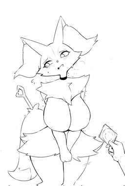 anthro aroused big_breasts biped blush bodily_fluids branch breasts cheek_tuft choker condom covering covering_crotch cute_fangs dipstick_tail duo eyelashes faceless_character faceless_human faceless_male facial_tuft fangs featureless_breasts female female_focus flustered flying_sweatdrops fur hip_sway holding_condom holding_object human_on_anthro imminent_sex inner_ear_fluff interspecies jewelry looking_away male male/female markings mostly_offscreen_character narrowed_eyes necklace open_mouth pokephilia requesting sex_request sexual_barrier_device shy simple_background solo_focus standing sweat sweatdrop tail tail_markings teeth thick_thighs tuft white_background wide_hips wozzu1 nintendo pokemon braixen canid canine generation_6_pokemon human mammal pokemon_(species) 2023 black_and_white hi_res monochrome portrait three-quarter_portrait