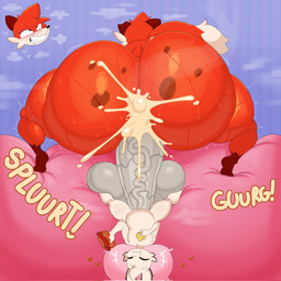 anthro balls big_balls big_butt big_penis bodily_fluids butt cum cum_inside duo eating ejaculation female food genital_fluids genitals huge_balls huge_butt huge_penis male male/female mature_female meat orange_body penetration penis sausage vein veiny_penis white_body lokbunny17 brew_dafox_(superiorfox) lok_bunny amoeba_(organism) aquatic canid canine fox lagomorph leporid mammal rabbit hi_res