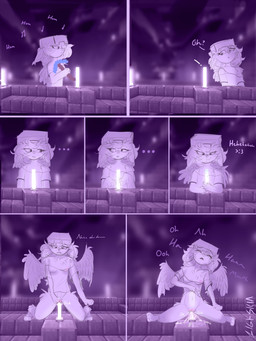 abdominal_bulge ambiguous_fluids anthro areola back_wings belly bent_legs blush blush_lines bodily_fluids bodily_fluids_in_pussy breasts bulge clothed clothing cum cum_drip cum_in_vagina cum_inside dialogue dripping ejaculation ellipsis end_rod exclamation_point exposed_breasts eyes_closed female female_penetrated fluids_on_ground fur genital_fluids genitals hair improvised_dildo improvised_sex_toy loose_shirt masturbation moan musical_note musical_symbol narrowed_eyes navel nipples nude on_bottom on_top open_mouth oversized_clothing partially_clothed partially_inside paws penetration raised_wings riding_dildo riding_toy sex sex_toy sex_toy_in_vagina sex_toy_insertion small_breasts solo sound_effects spread_legs spread_wings spreading squirting_dildo symbol text the_end_(minecraft) topwear toy vaginal vaginal_fluids vaginal_masturbation vaginal_penetration vaginal_squirting vulva wings lighskia lns_studios microsoft minecraft mojang xbox_game_studios skya_(skyaskyu) canid canine fox humanoid hybrid mammal okigen_(lns) 3:4 absurd_res comic english_text hi_res sketch sketch_page