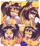 anthro areola balls black_hair blue_body breasts double_v_sign duo female genitals gesture hair hand_gesture male male/female nipples penis v_sign senshion sega sonic_the_fighters sonic_the_hedgehog_(series) honey_the_cat sonic_the_hedgehog domestic_cat eulipotyphlan felid feline felis hedgehog mammal 2023 absurd_res hi_res