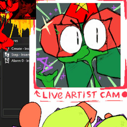 anthro confident female fist green_body looking_at_viewer magic offscreen_sex red_body solo star roksim jerma985 mythology vtuber arl'lania roksim_the_time_mage dragon kobold mythological_creature mythological_scalie scalie animated low_res