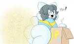 anthro blush butt clothed clothing fart fart_fetish female fur happy one_eye_closed open_mouth simple_background solo text white_body white_fur wink drawful-s undertale undertale_(series) temmie_(undertale) canid canine canis domestic_cat domestic_dog felid feline felis mammal tem english_text hi_res