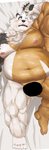 anthro belly black_body black_fur blush brown_body brown_fur ellipse_censor fur kemono lying male moobs musclegut muscular nipples overweight overweight_anthro overweight_male solo white_body white_fur mti777 bear mammal 2021 absurd_res censored hi_res