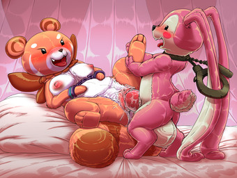 3_fingers 3_toes anthro anthro_on_anthro anthro_penetrated anthro_penetrating anthro_penetrating_anthro anthrofied areola balls bed big_balls big_penis black_nose blush bodily_fluids bound breasts brown_body brown_ears brown_fur brown_markings brown_stripes brown_tail chain chained chained_cuffs cuff_(restraint) cuffed_wrists detailed_background digitigrade duo ear_cuff ear_markings erection facial_markings feet female female_penetrated fingers from_front_position fur furniture genital_fluids genitals head_markings holding_leg huge_balls hyper hyper_balls hyper_genitalia interspecies long_ears looking_at_another looking_at_partner looking_pleasured lying male male/female male_penetrating male_penetrating_female markings multicolored_body multicolored_ears multicolored_fur multicolored_tail neck_cuff nipples nude nude_anthro nude_female nude_male on_back on_bed on_pillow open_mouth orange_body orange_ears orange_fur orange_tail penetration penile penile_penetration penis penis_in_vagina pillow pink_areola pink_balls pink_body pink_ears pink_fur pink_nipples pink_tail pink_vulva platform_sex red_blush red_penis red_tongue restraints round_ears sex sex_on_bed small_tail snout spread_legs spreading standing standing_sex striped_body striped_fur striped_markings striped_tail stripes tail tail_markings teeth toes tongue two_tone_ears two_tone_tail vaginal vaginal_fluids vaginal_fluids_on_penis vaginal_penetration vulva white_body white_breasts white_fur white_markings kitsune_youkai conception_(game) spike_chunsoft mana_(conception) canid canine fairy lagomorph leporid mammal rabbit raccoon_dog tanuki 2025 digital_media_(artwork)