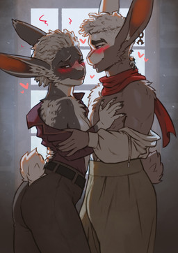 anthro blush breasts clothing crossgender duo ear_piercing eyebrows female heart_symbol love loving_gaze male male/female piercing size_difference small_breasts smaller_female undressing starlyve hareley harlyve hare lagomorph leporid mammal rabbit absurd_res hi_res brother_(lore) brother_and_sister_(lore) incest_(lore) sibling_(lore) sister_(lore)