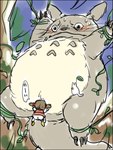 blush brown_hair butt duo female forest hair male male/female oral plant sitting tree jyoka asian_mythology east_asian_mythology ghibli japanese_mythology my_neighbor_totoro mythology mei_kusakabe totoro human mammal yokai 3:4