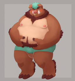 anthro belly blush bulge clothing humanoid_hands male moobs nipples overweight overweight_anthro overweight_male solo underwear ijdraws mammal suid suine sus_(pig) wild_boar 2015 hi_res