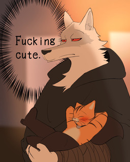 anthro arm_wrapping arm_wraps blurred_background blush boots cape carrying_another carrying_partner chest_tuft cloak clothing duo eyes_closed facial_markings fluffy footwear frown fur fuzzy half-closed_eyes hands_behind_head happy head_markings head_tuft holding_another holding_partner inner_ear_fluff lying male male/male markings mask_(marking) narrowed_eyes neck_tuft on_back open_mouth open_smile orange_body orange_fur poncho profanity raised_leg red_eyes shoes size_difference smile standing text thought_bubble thoughts tuft whiskers white_body white_fur wrapped_arms wraps watercat072564 dreamworks puss_in_boots_(franchise) death_(puss_in_boots) puss_in_boots_(dreamworks) canid canine canis domestic_cat felid feline felis mammal tabby_cat wolf absurd_res english_text hi_res