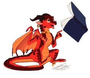 book chibi ear_piercing ear_ring facial_horn female feral horn jewelry membrane_(anatomy) membranous_wings nose_horn open_mouth paws piercing reading reading_book red_body red_eyes red_scales ring_piercing scales sitting smile solo spikes tail wings wanderertamplior mythology wings_of_fire dragon mythological_creature mythological_scalie scalie skywing_(wof) 2022 absurd_res digital_media_(artwork) hi_res