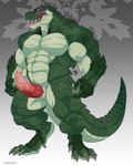 abs animal_genitalia anthro blue_eyes blush claws erection genital_slit genitals male muscular muscular_anthro muscular_male pecs penis scales scar sharp_teeth solo tail teeth tongue tongue_out vein veiny_penis narram lustful_desires talon_(lustful_desires) crocodilian reptile scalie 2024 hi_res