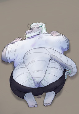 anthro anus anus_focus backsack balls beard belly big_butt blush body_hair bubble bulge butt clothed clothing drunk drunk_bubble facial_hair genitals hair horn huge_butt looking_at_viewer male musclegut muscular overweight overweight_anthro overweight_male pecs penis presenting presenting_anus presenting_hindquarters rear_view simple_background smile solo substance_intoxication tail thick_thighs whiskers nutdoesart asian_mythology east_asian_mythology mythology sihai's_legacy shen_(sihai's_legacy) dragon eastern_dragon mythological_creature mythological_scalie scalie digital_media_(artwork)