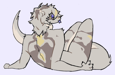 anthro blue_eyes brown_body brown_fur forked_tongue fur looking_at_viewer lying male on_side simple_background solo tan_body tan_fur tongue yellow_body yellow_fur rufffsu cinnamon_(rufffsu) furred_scalie furred_snake reptile scalie snake hi_res