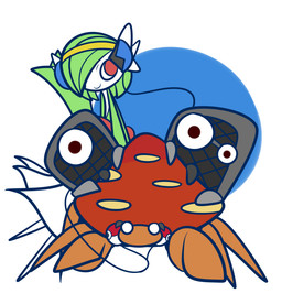 disc_jockey duo electronics female feral fungus green_hair hair headphones mushroom pokeball red_eyes smile speaker standard_pokeball concave_(artist) nintendo pokemon arthropod elemental_creature fungi_fauna gardevoir generation_1_pokemon generation_3_pokemon insect mammal parasect pokemon_(species)
