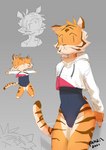 anthro clothing male one-piece_swimsuit solo swimwear panzery25 aiden_(panzery25) felid mammal pantherine tiger absurd_res hi_res