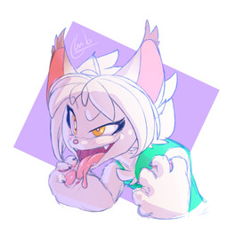 anthro bleh bodily_fluids claws clothed clothing dreamworks_smirk eyelashes fangs female funny_face hair hungry licking making_faces naughty_face naughty_smile open_mouth pawpads paws pink_nose saliva saliva_string scratch smile solo teeth tongue tongue_out tuft white_hair yellow_eyes galo azila_(galo) domestic_cat felid feline felis mammal 2021 colored hi_res sketch