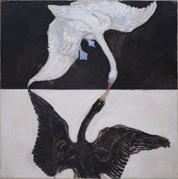 ambiguous/ambiguous ambiguous_feral ambiguous_gender beak biped bipedal_feral bird's-eye_view black_body black_feathers duo feathered_wings feathers feet feral feral_on_feral high-angle_view kissing long_neck membrane_(anatomy) simple_background spread_wings toes webbed_feet white_body white_feathers wings hilma_af_klint public_domain anatid anseriform anserine avian bird swan 1915 20th_century absurd_res ancient_art formal_art hi_res oil_painting_(artwork) painting_(artwork) traditional_media_(artwork) traditional_painting_(artwork)