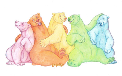 5_toes ambiguous_gender blue_body blue_fur claws eyes_closed feet feral fur green_body green_fur green_pawpads group hand_on_another's_belly hand_on_belly hand_on_head happy hug lgbt_pride one_eye_closed open_mouth orange_body orange_fur pawpads paws pink_body pink_fur pink_tongue plantigrade quadruped red_pawpads semi-anthro simple_background sitting smile teeth text toes tongue tongue_out white_background yellow_body yellow_fur bearhybrid bear mammal polar_bear ursine 2025 artist_name colored_pencil_(artwork) dated traditional_media_(artwork)