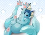 anthro anus balls bodily_fluids erection feet foot_focus genital_fluids genitals humanoid_genitalia humanoid_penis male pawpads paws penis precum raised_tail soles solo tail tail_anus toes sheepsheepbeep nintendo pokemon eeveelution generation_1_pokemon pokemon_(species) vaporeon hi_res