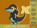 black_body black_fur eyelashes female feral fur solo stated_pansexuality stated_sexuality text yellow_eyes wildwolfproduction fakemon nintendo pokemon fan_character lydia_the_snitra generation_4_pokemon generation_5_pokemon hybrid luxray pokemon_(species) snitra snivy digital_media_(artwork) flat_colors hi_res model_sheet