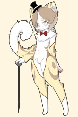 anthro clothing embarrassed female genitals grey_eyes hat headgear headwear looking_at_viewer nude solo standing vulva young cassis felid feline felis mammal hi_res