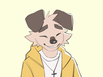anthro brown_body brown_fur clothing floppy_ears fur jacket laugh male shirt slim_anthro slim_male solo topwear white_clothing white_shirt white_topwear yellow_clothing yellow_jacket_(clothing) yellow_topwear hemuchang shin_(hemuchang) canid canine canis domestic_dog mammal 2023 4:3 animated frame_by_frame hi_res no_sound short_playtime video