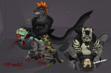 anal asphyxiation bad_end blood bodily_fluids death defeated forced gore gun gunshot gunshot_wound imminent_death male male/male neck_snap peril ranged_weapon rape sex snuff stab_wound stabbed_through weapon literaturabdsm mythology celadon_vian gibbs_drunark quagga_(literaturabdsm) bear dragon equid equine fish mammal marine mythological_creature mythological_scalie plains_zebra quagga recently_extinct_species scalie shark zebra absurd_res hi_res