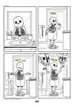 2017 animated_skeleton bathroom bone c-puff comic english_text hi_res humanoid male sans_(undertale) skeleton teeth text towel undead undertale undertale_(series) url