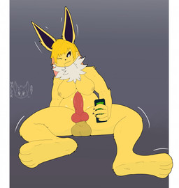 animal_genitalia anthro balls big_breasts breasts erection fur genitals gynomorph hair intersex nipples nude penis simple_background smile solo spread_legs spreading yellow_body yellow_fur malekart nintendo pokemon fan_character eeveelution generation_1_pokemon jolteon pokemon_(species) digital_drawing_(artwork) digital_media_(artwork) hi_res signature