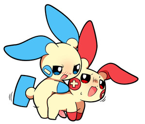 all_fours anal anal_penetration anthro anthro_on_anthro anthro_penetrated anthro_penetrating anthro_penetrating_anthro biped blue_body blue_eyes blush bodily_fluids chibi doggystyle duo from_behind_position genitals looking_at_another looking_at_partner looking_back looking_back_at_another looking_back_at_partner male male/male male_anthro male_on_anthro male_penetrated male_penetrating male_penetrating_male multicolored_body one_ear_up open_mouth penetration penile penile_penetration penis plantigrade red_body red_eyes sex side_view simple_background sweat tail tan_body tapering_penis thrust_lines thrusting two_tone_body unusual_anatomy unusual_tail white_background plumflavor nintendo pokemon generation_3_pokemon minun plusle pokemon_(species) 2026 cel_shading digital_drawing_(artwork) digital_media_(artwork) shaded