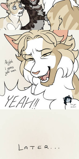 ambiguous_gender black_hair blonde_hair blue_eyes brown_body brown_fur brown_hair brown_markings dialogue feral feral_with_hair feralized fluffy fur grey_body grey_fur group hair markings pawpads pink_pawpads red_eyes talking_feral tan_body tan_eyes tan_fur trio white_body white_fur yellow_sclera young silveyytm attack_on_titan new_year_2020 falco_grice gabi_braun pieck_finger reiner_braun burmese_cat domestic_cat felid feline felis mammal norwegian_forest_cat russian_blue 2020 hi_res long_image tall_image female_(lore) male_(lore)