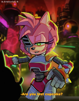 against_surface against_wall anthro assertive_female confident_female cybernetics dialogue dominant dominant_female duo female fur hand_on_wall larger_female machine male male/female pink_body pink_fur size_difference arsworlds netflix sega sonic_prime sonic_the_hedgehog_(series) amy_rose cyborg_amy rusty_rose sonic_the_hedgehog cyborg eulipotyphlan hedgehog humanoid mammal robot robot_humanoid hi_res reaction_image