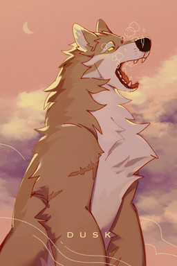 black_nose brown_body brown_ears brown_fur cheek_tuft cloud facial_tuft fangs feral fur male moon narrowed_eyes neck_tuft open_mouth outside sky solo tan_body tan_fur tan_inner_ear teeth three-quarter_view tuft unsigned asnnonaka mythology canid canine canis mammal mythological_canine mythological_creature werecanid werecanine werecreature werewolf wolf 2:3 half-length_portrait hi_res portrait