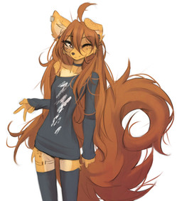 5_fingers anthro biped breasts brown_eyes brown_hair brown_tail choker clothed clothed_anthro clothed_female clothing countershade_torso countershading ear_piercing eyelashes female fingers freckled_ears freckled_face freckled_legs freckled_shoulders freckled_thighs freckles front_view fur gauged_ear hair hip_tattoo inner_ear_fluff jewelry legwear long_eyelashes long_hair long_tail looking_at_viewer necklace one_eye_closed piercing simple_background small_breasts smile solo standing tail tan_body tan_fur tattoo thigh_highs tuft white_background tinygaypirate apogee_(tinygaypirate) canid canine canis domestic_dog mammal 2025 digital_drawing_(artwork) digital_media_(artwork) hi_res