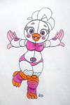 anthro beak big_eyes blush clothing female footwear machine pose slightly_chubby smile socks solo stirrup_socks teeth thick_thighs toothed_beak wide_hips pillothestar five_nights_at_freddy's freddy_fazbear's_pizzeria_simulator scottgames ultimate_custom_night funtime_chica_(fnaf) animatronic avian bird chicken galliform gallus_(genus) phasianid robot 2:3 full-length_portrait portrait traditional_media_(artwork)