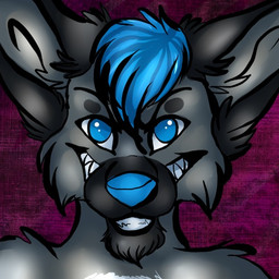 anthro male smile solo unknown_artist jerome_blaze canid canine canis mammal wolf 1:1 low_res source_request