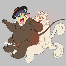anal anthro beard belly big_belly bodily_fluids cum duo ejaculation eyewear facial_hair genital_fluids genitals glasses male male/male moobs nipples overweight overweight_male penis rodent_tail sex small_penis tongue tongue_out joesanchez an_american_tail don_bluth papa_mousekewitz domestic_cat felid feline felis mammal mouse murid murine rodent 1:1 hi_res