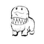 ambiguous_gender feral sharp_teeth simple_background smile solo teeth white_background innshiprion fluffy_pony eldritch_abomination fluffy_pony_(species) jellenheimer mammal 1:1 monochrome